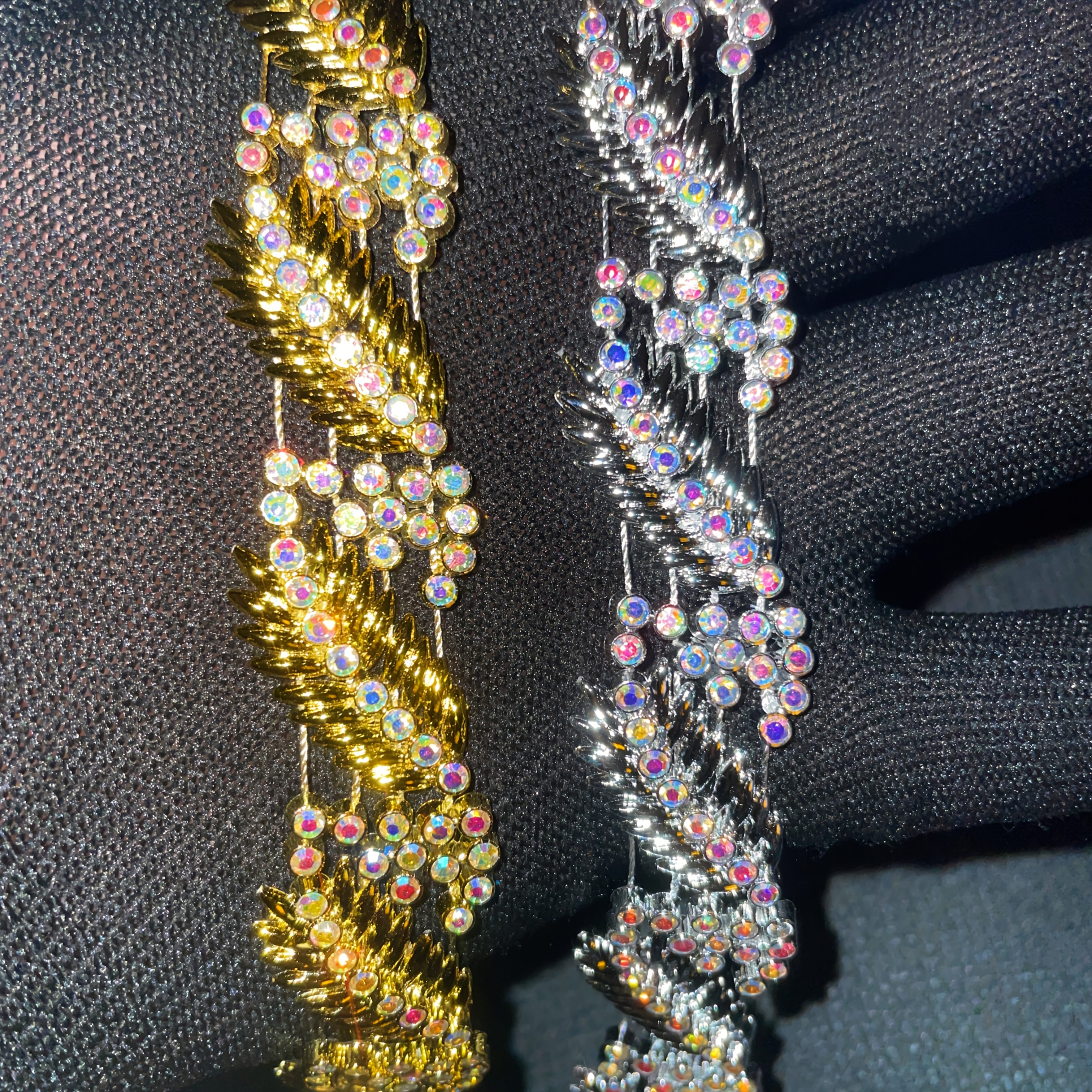 180cm Rhinestone Decorative Lace for Party Dress Embellishment